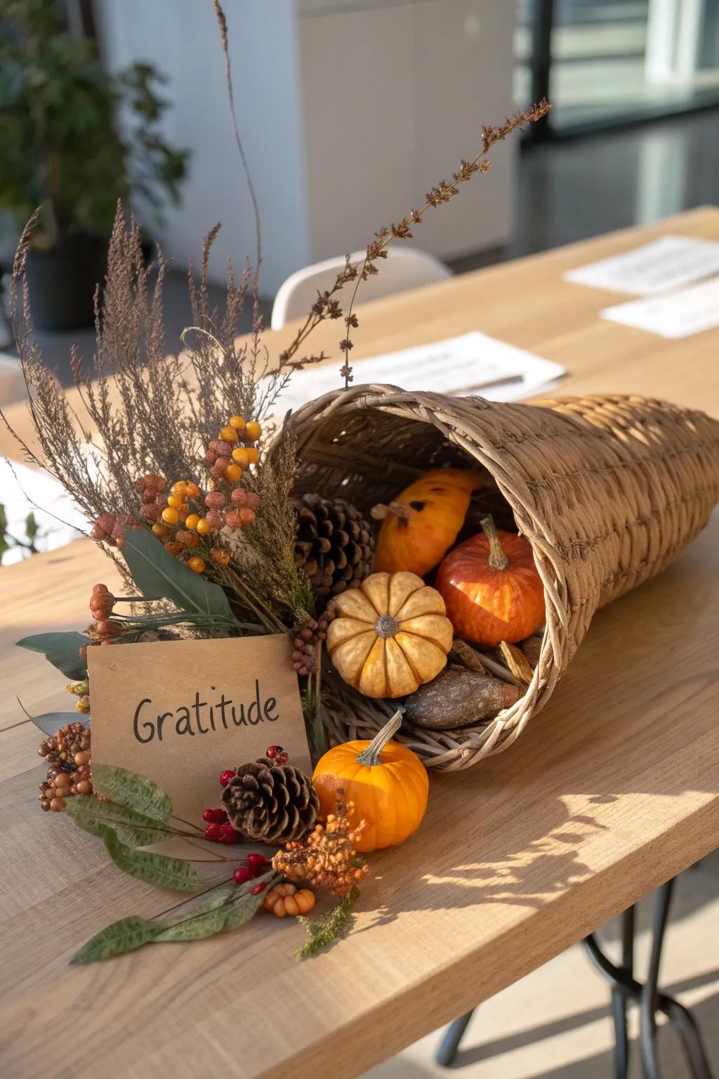 Embrace the season of gratitude with a beautifully crafted cornucopia that warms the heart and home.