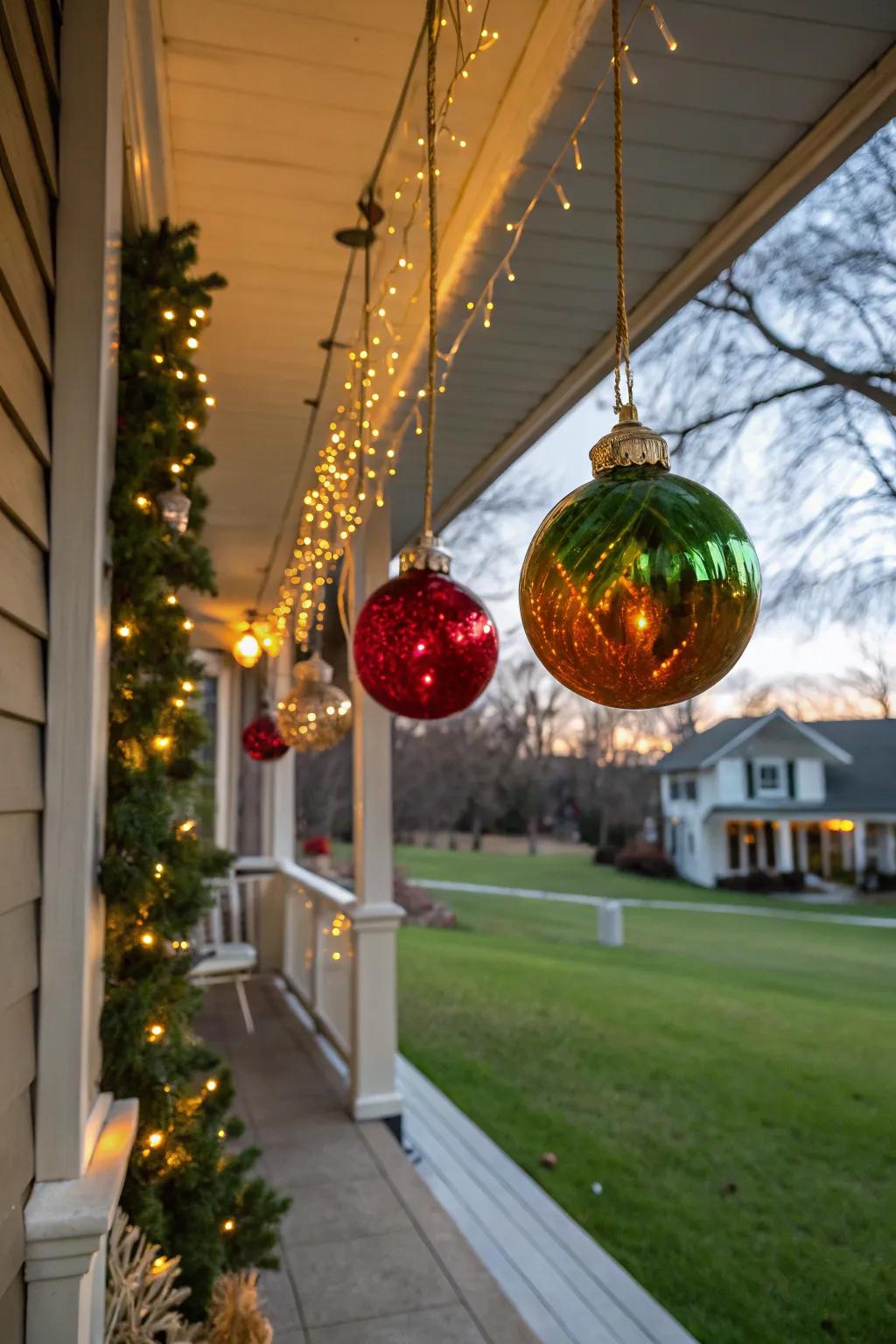 Add whimsy with hanging seasonal ornaments.