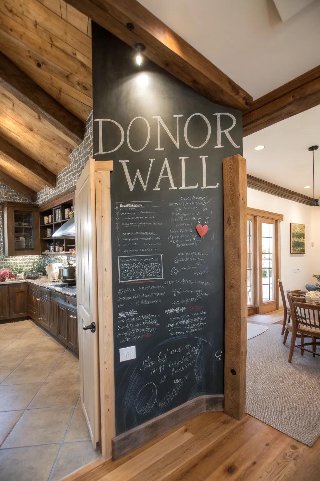 Chalkboard-style display offers a personal touch.