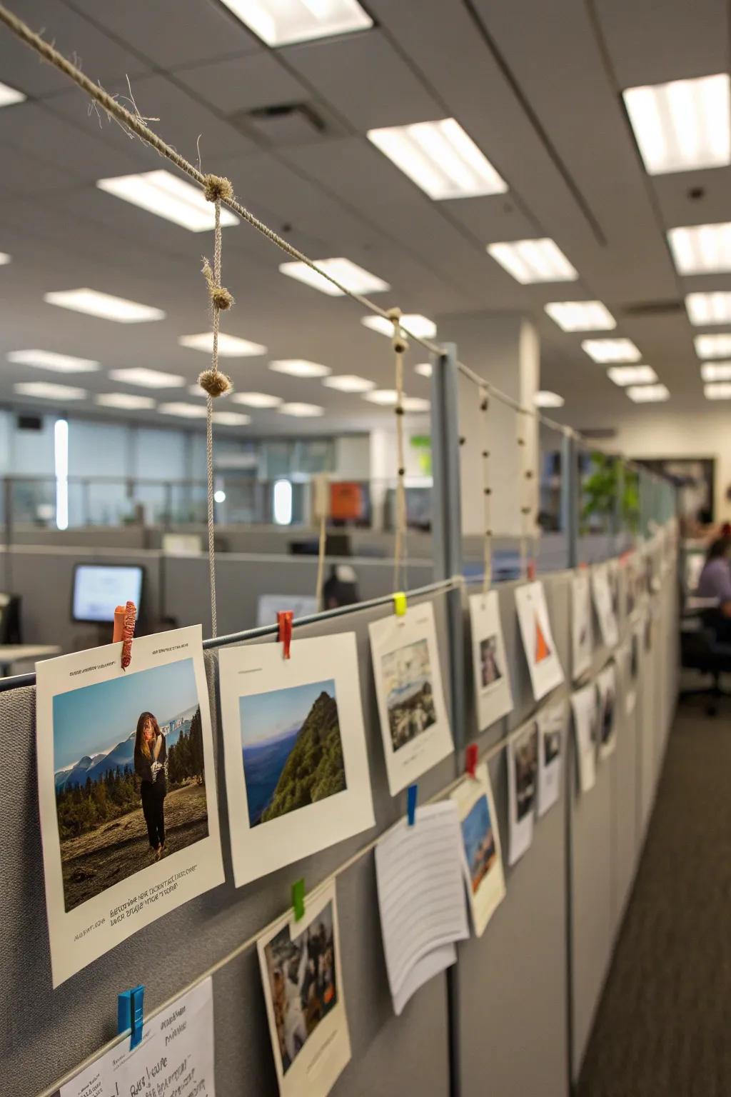 Hanging photo wires offer a flexible way to display photos and art.