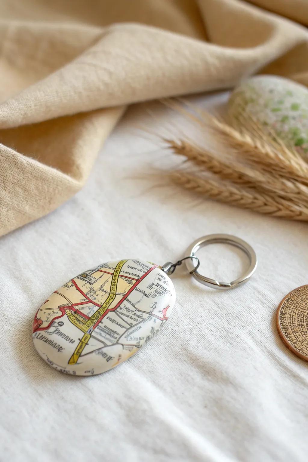Discover the beauty of personalized journeys with our map-printed rock keychains—perfect for those who cherish simplicity and meaningful memories.