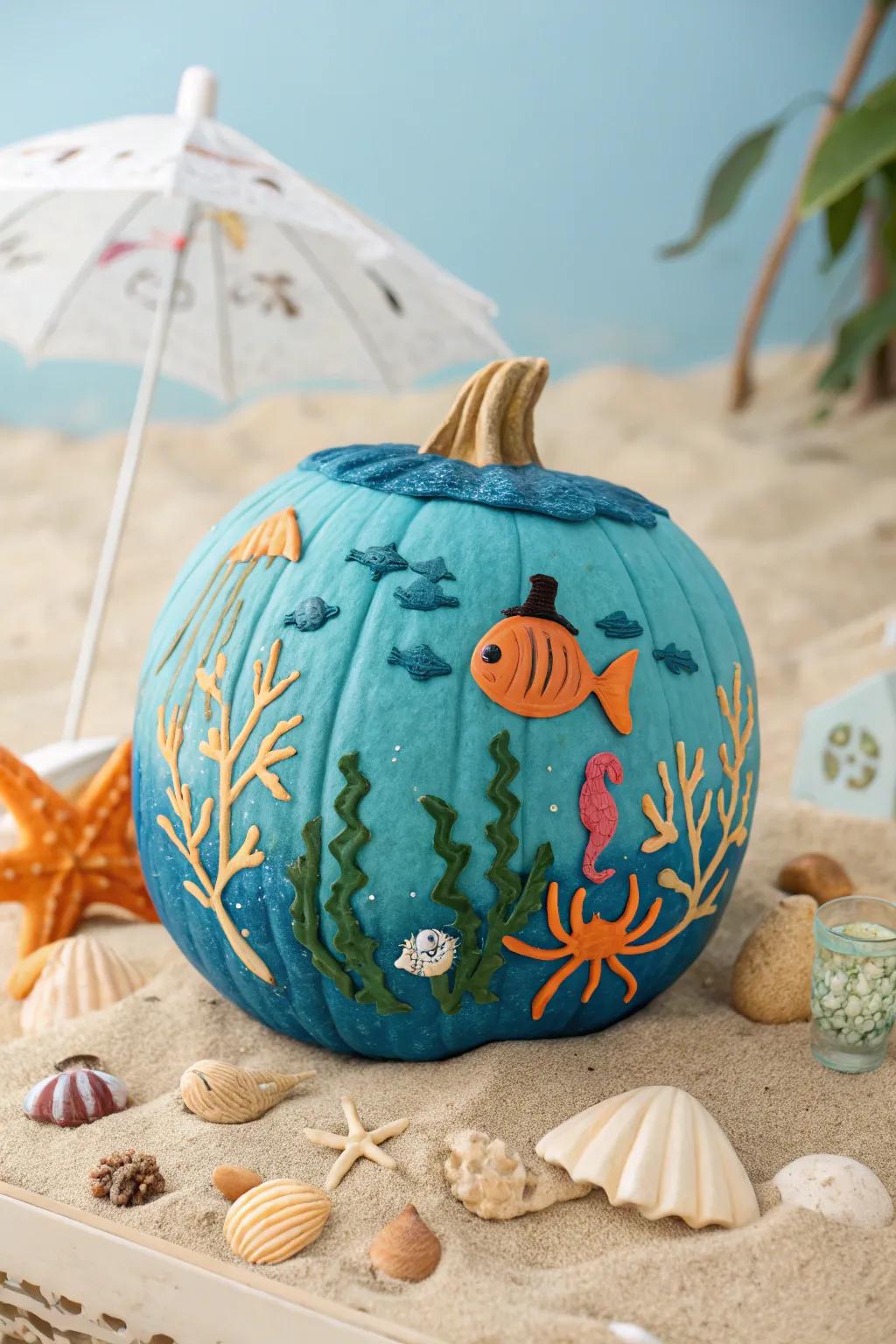 An under the sea pumpkin for a nautical twist.