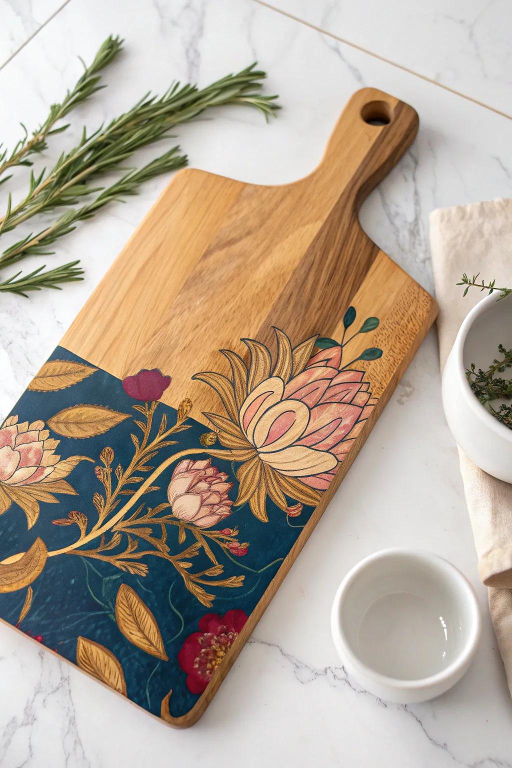 Elevate your kitchen décor with a custom art printed cutting board—where function meets fine art.