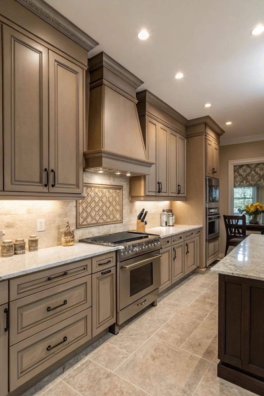 Neutral shades create a cohesive and flexible kitchen design.