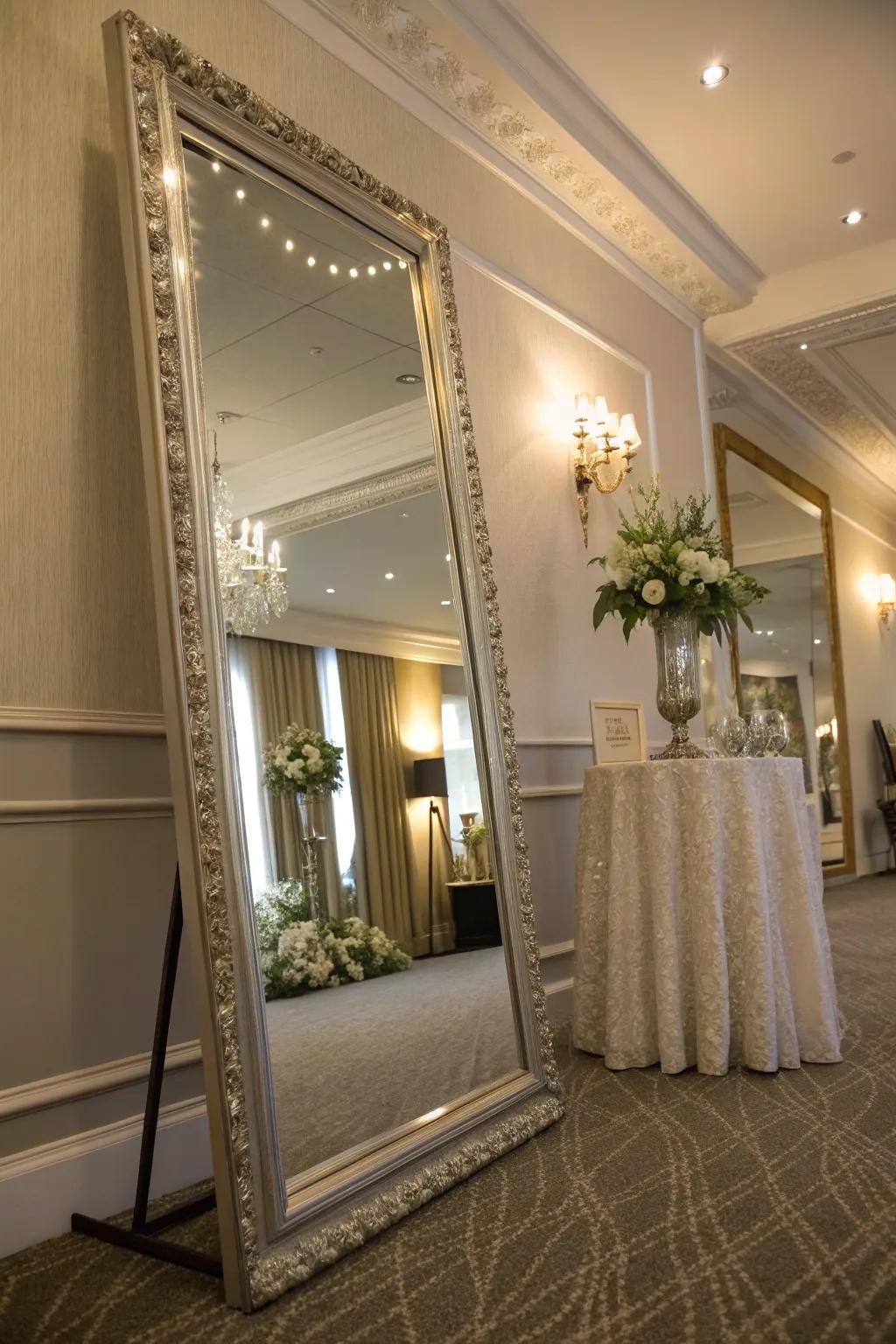 A bevelled mirror adds sophistication and sparkle.