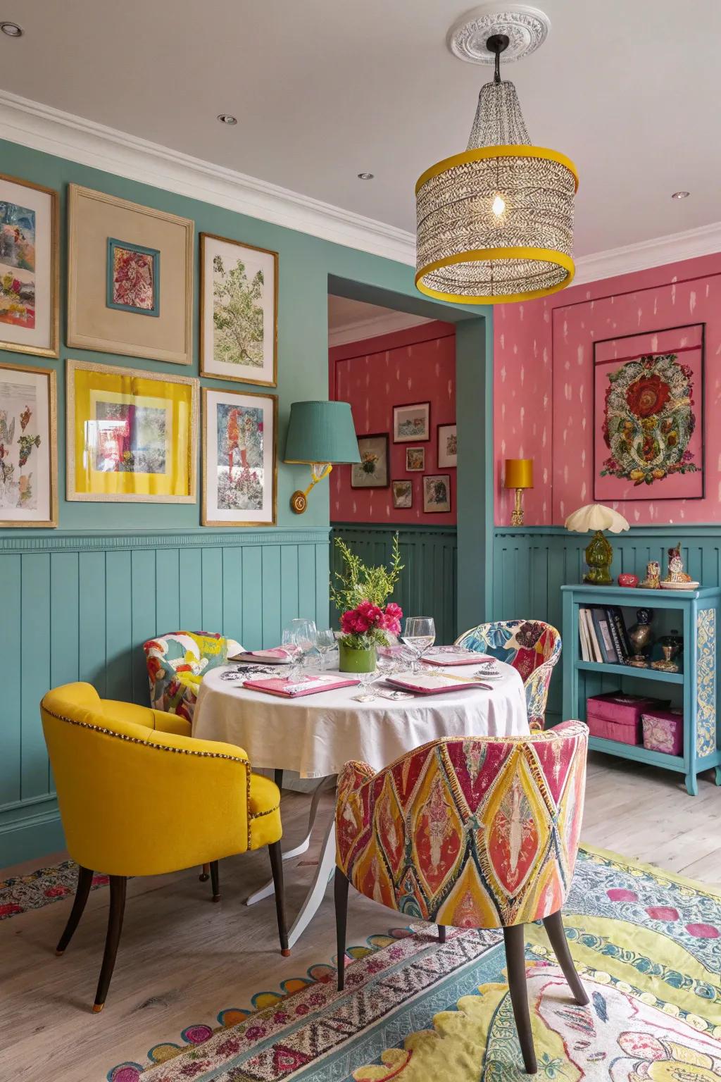 Painted panels add a splash of color and whimsy.