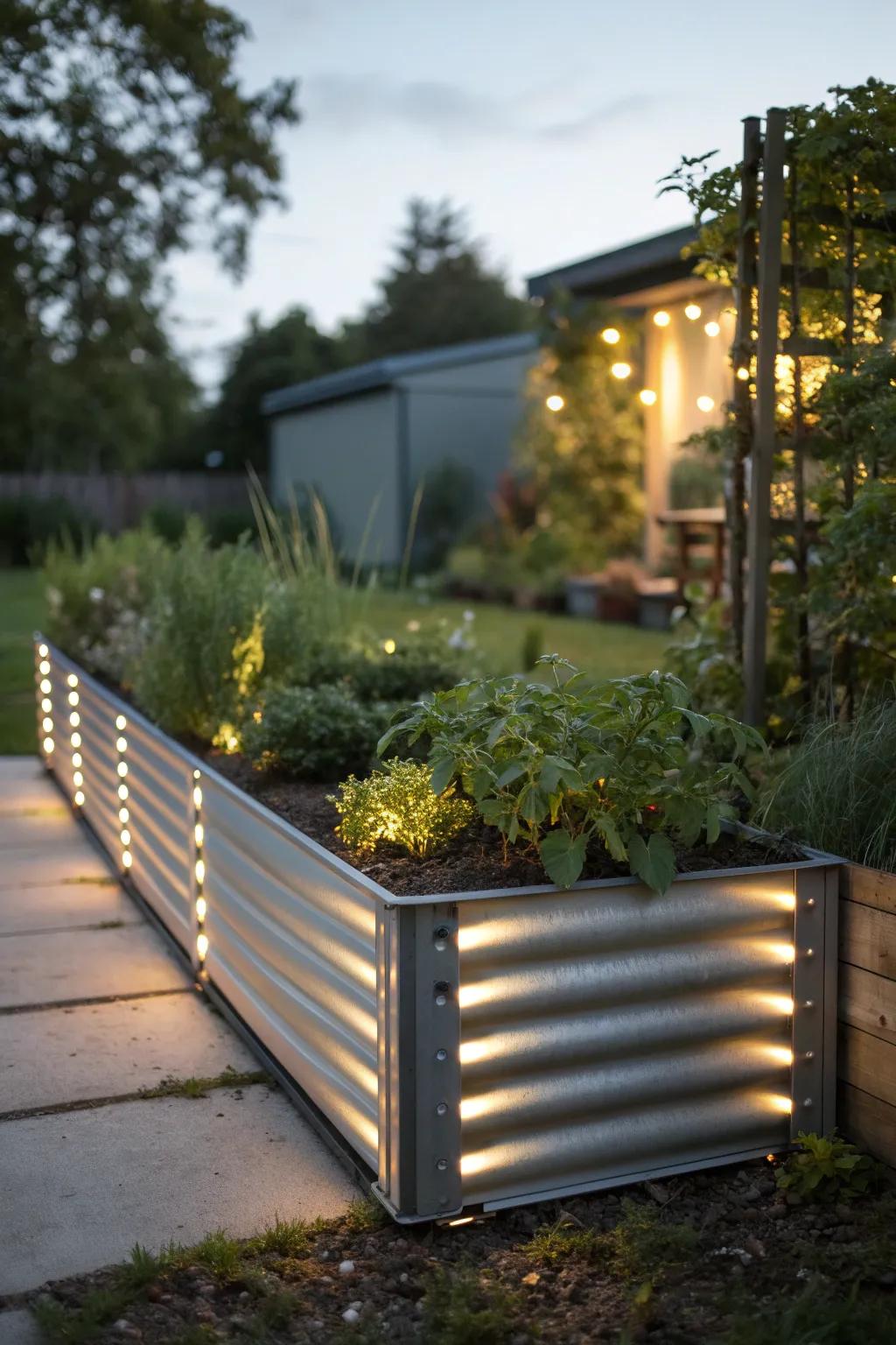 Transform your garden into a magical retreat with LED-lit metal raised beds.