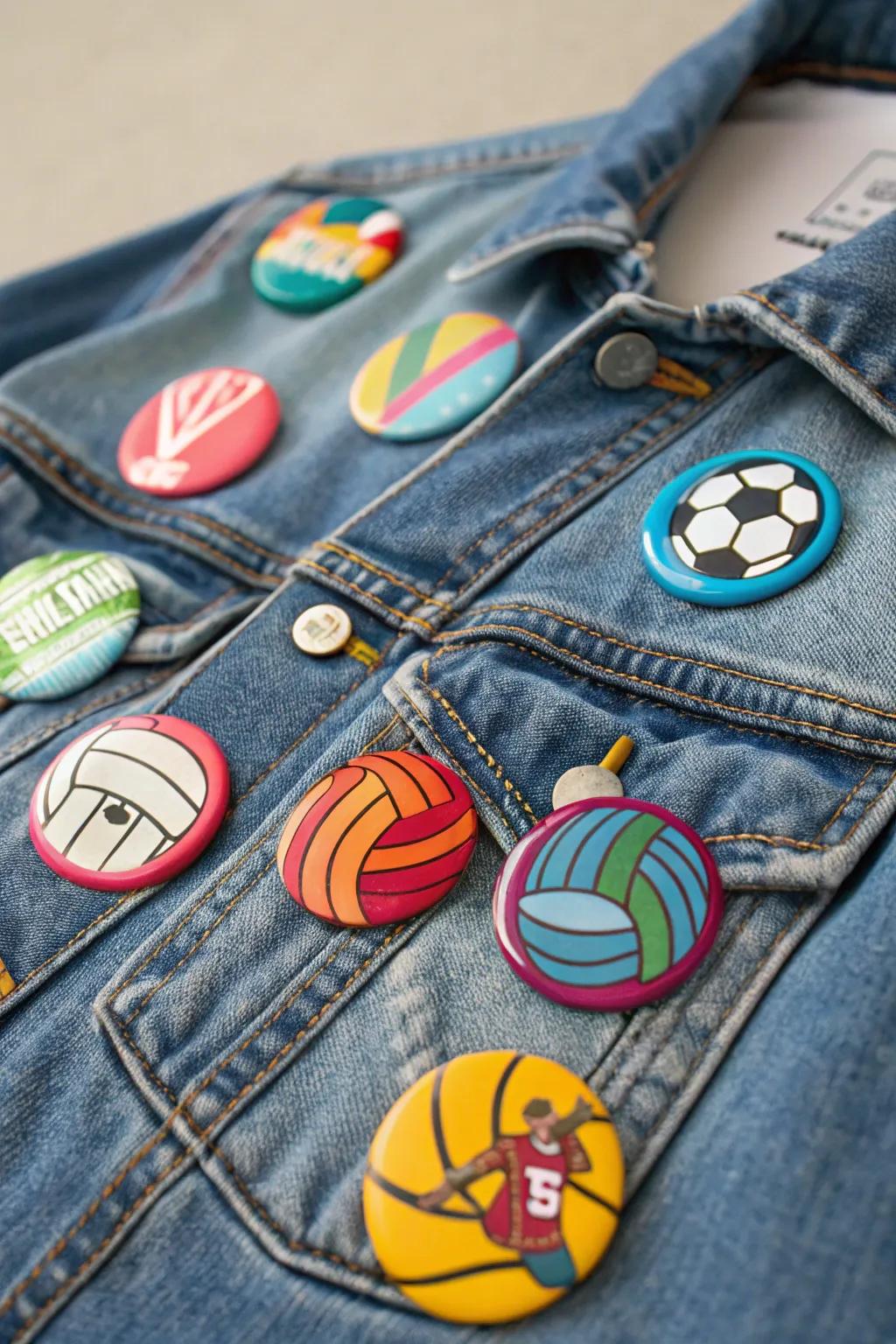 Decorate your gear with custom volleyball pin badges.