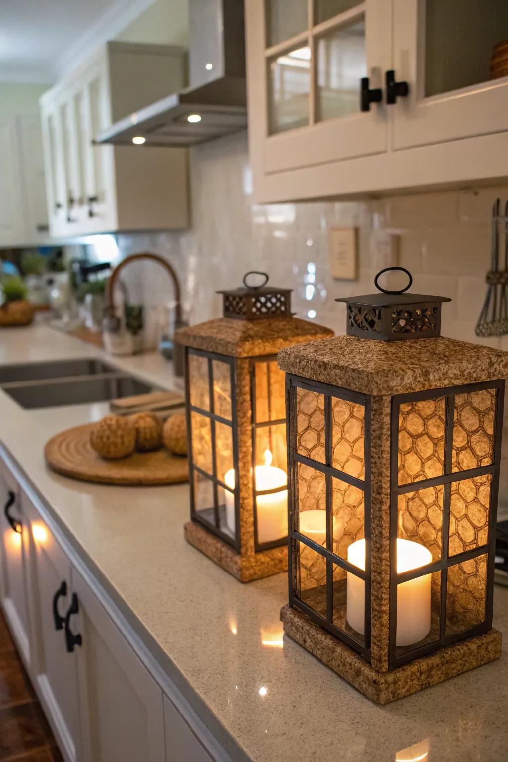 Cork lanterns add a quirky, textured look to any room.