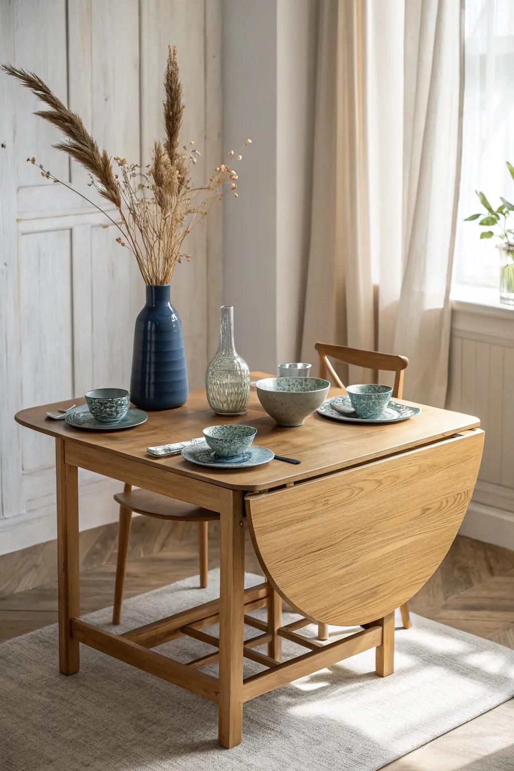 Effortless Elegance: A drop leaf table that transforms dining into an art form.