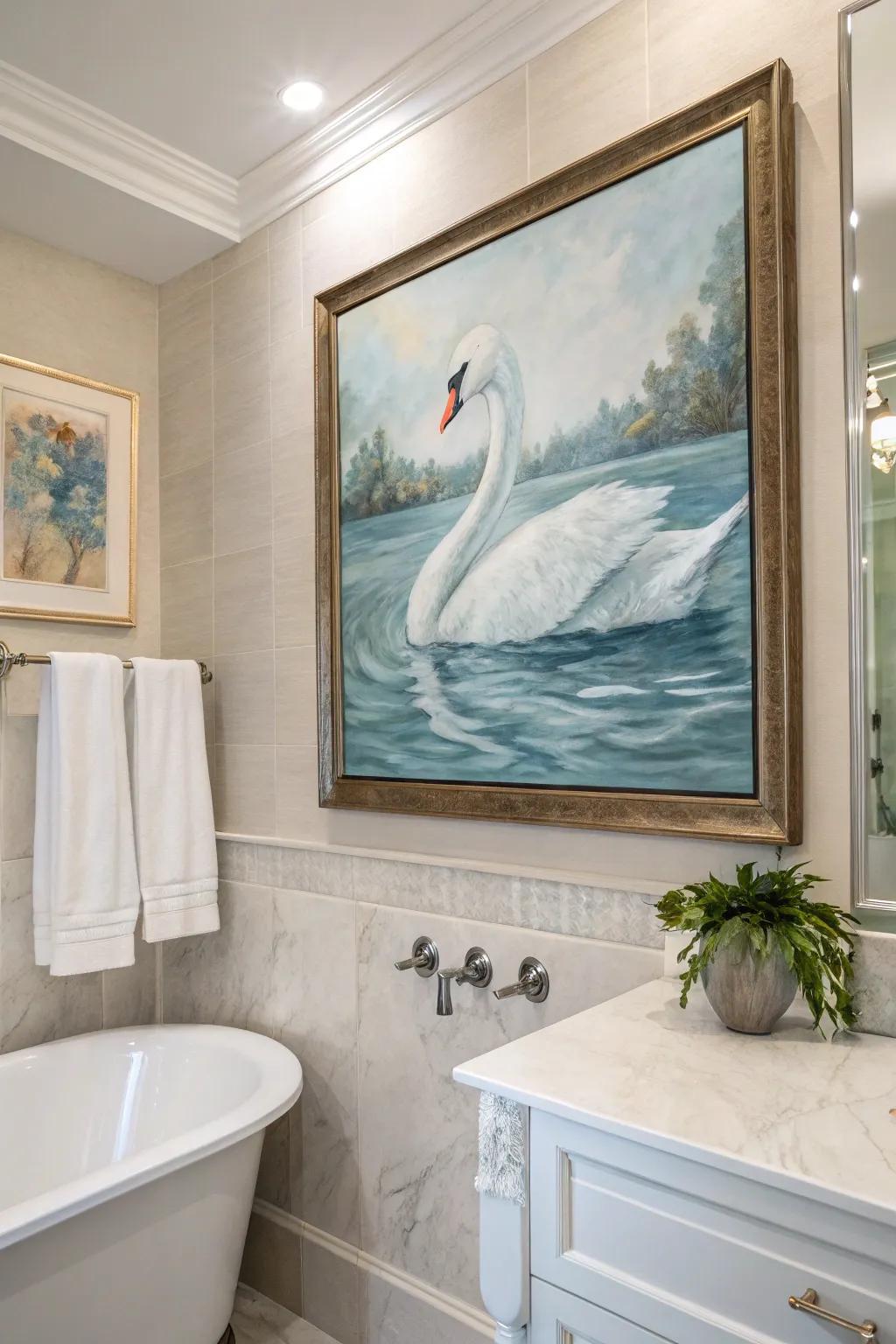 A serene swan painting that adds grace and tranquility to your decor.