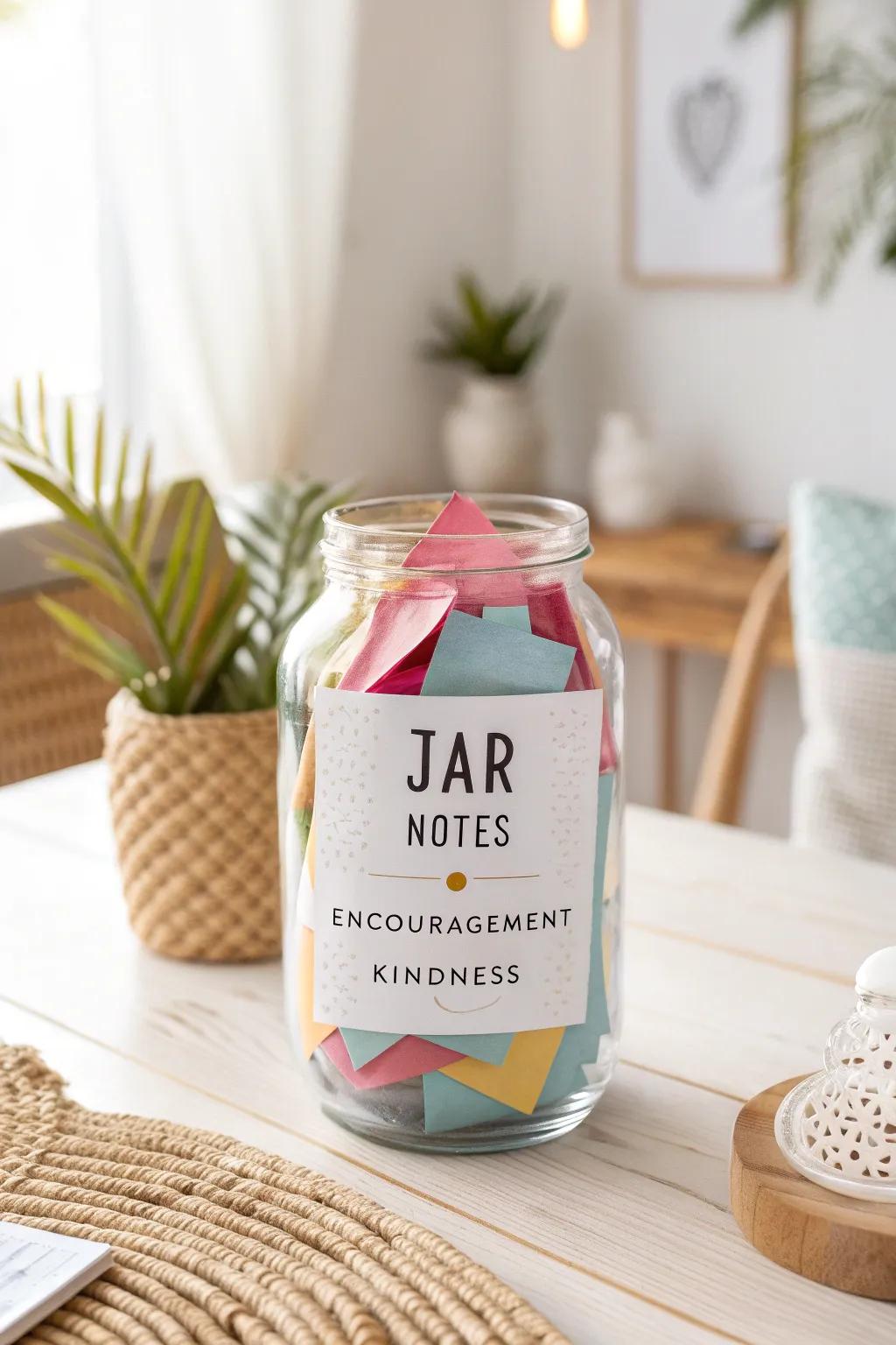 Spread kindness with every note: A jar full of encouragement and positivity.