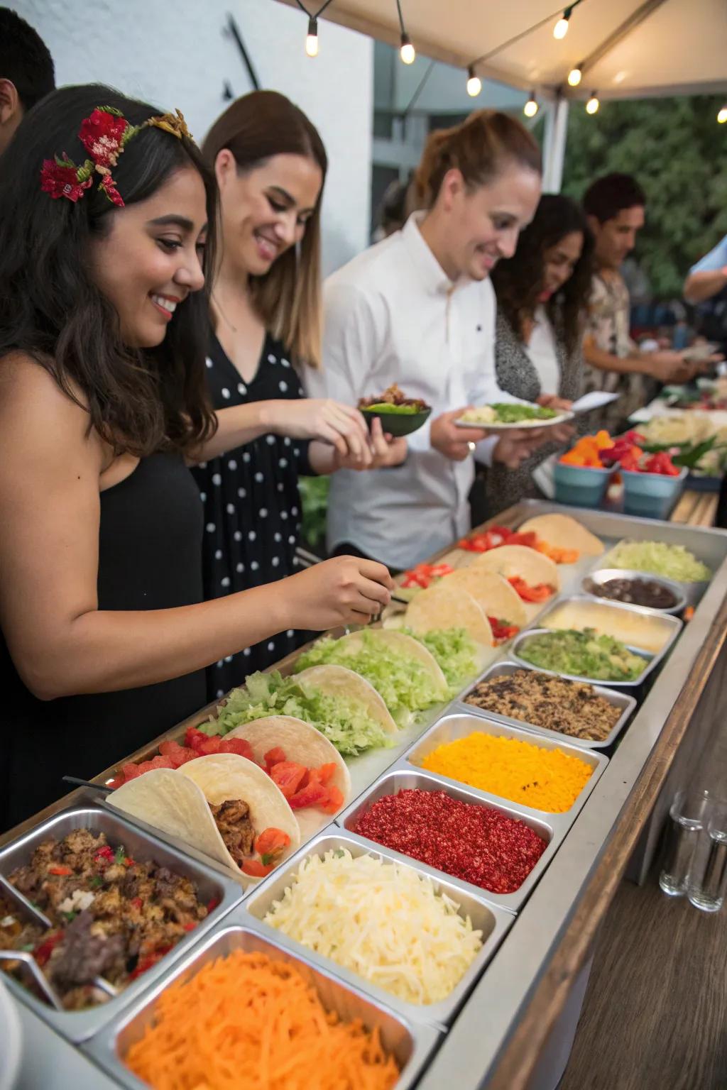 Spice up your celebration with a vibrant and interactive taco bar.