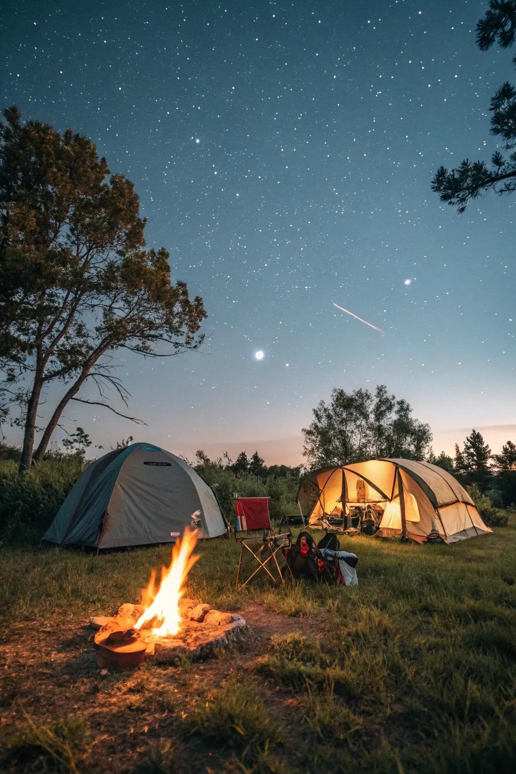 A magical starry night campout in the backyard