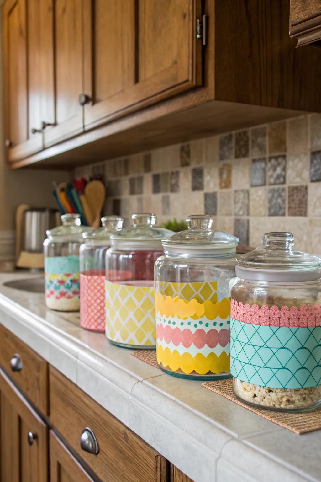 Decorative foam paper jars adding charm to everyday storage.