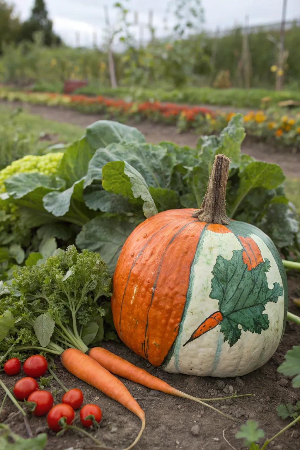 Carrot pumpkins for a festive fall harvest display.