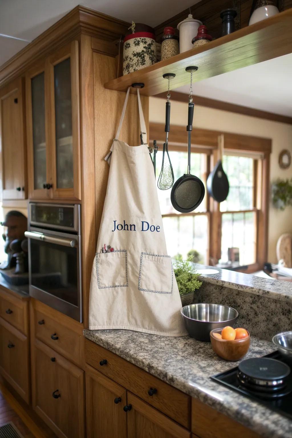 A personalized apron brings style and fun to cooking.