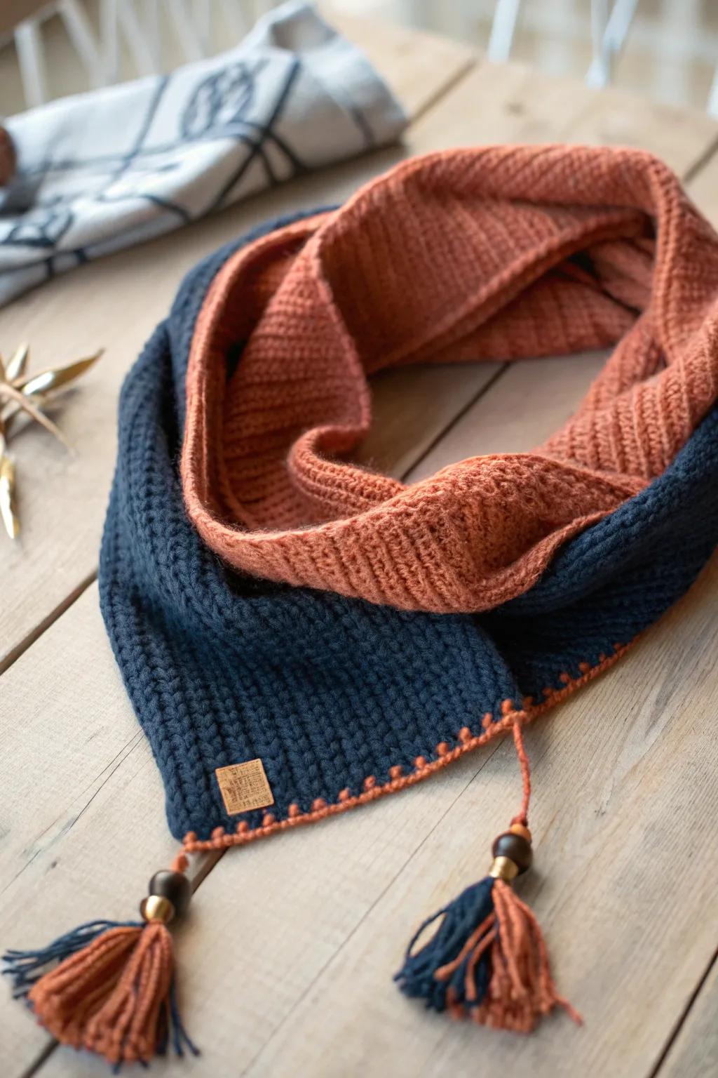 Wrap yourself in warmth and style with this handcrafted neck warmer; it's the perfect blend of simplicity and elegance.