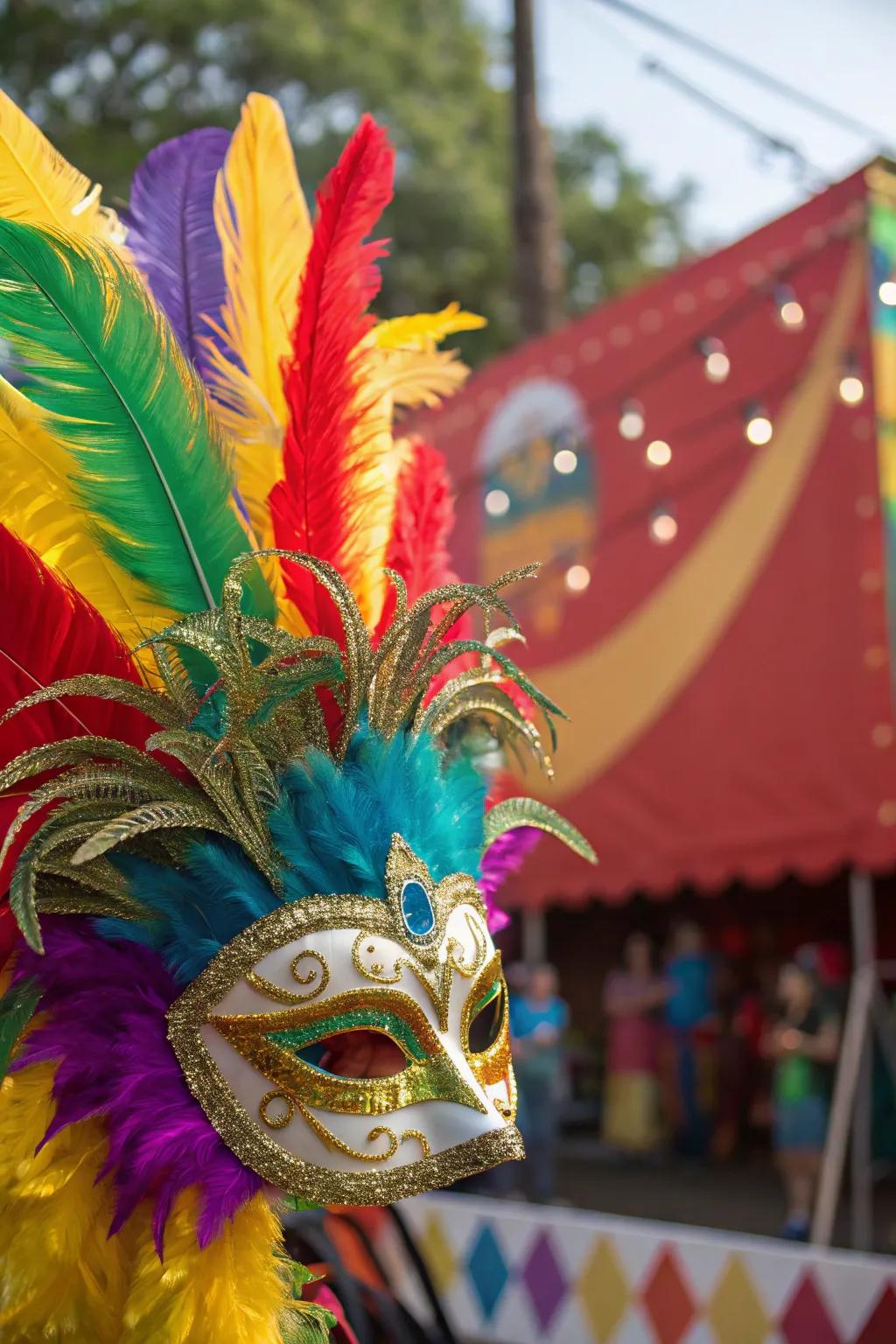 Embrace festive flair with a Brazilian carnival mask.