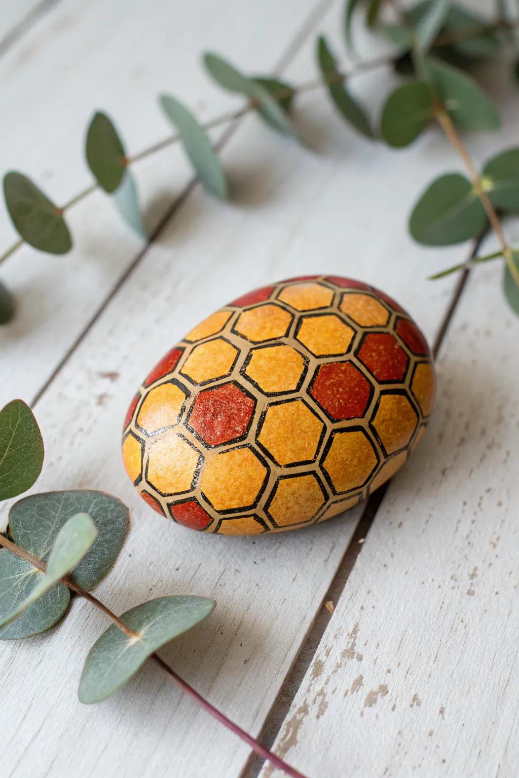 Transform ordinary stones into vibrant garden art with honeycomb patterns. Simple, bold, and beautifully crafted.