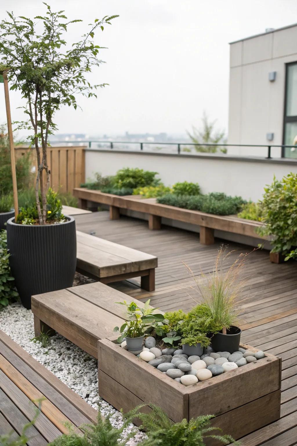 Minimalist design promotes a peaceful, Zen-like deck environment.