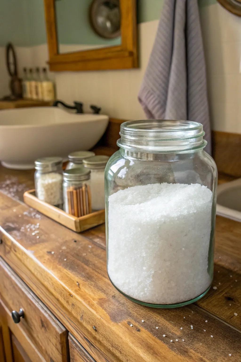 Encourage soothing soaks with Epsom salt storage.