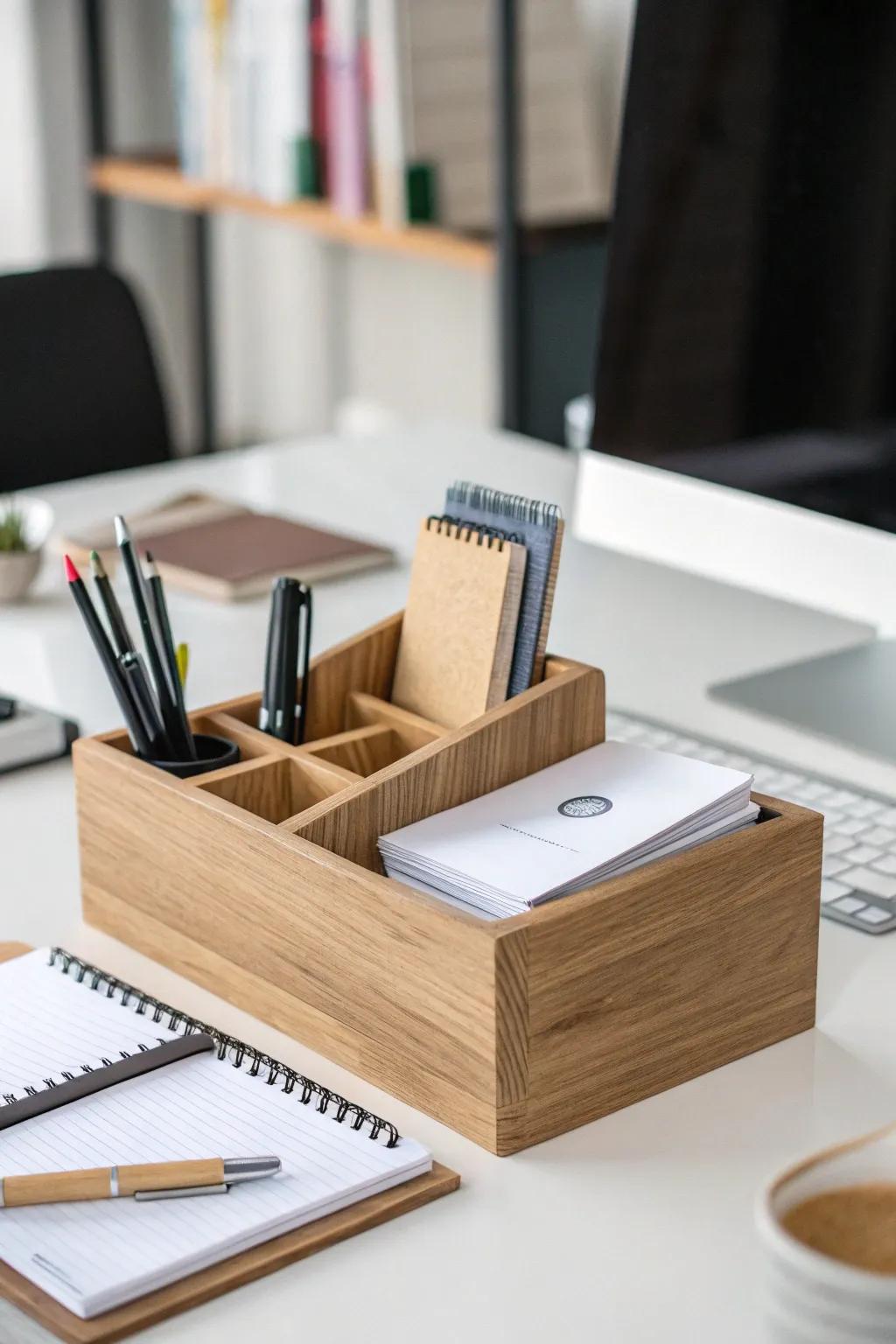 Keep your workspace tidy with a minimalist desk organizer.