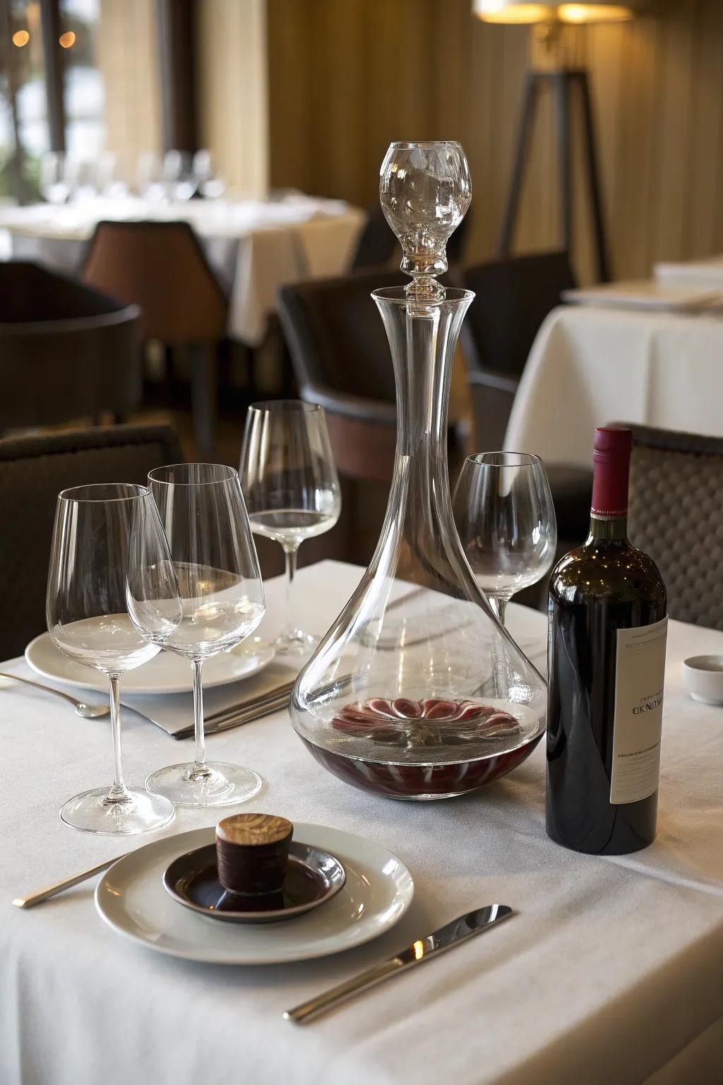 Enhance wine tasting with a chic wine decanter.