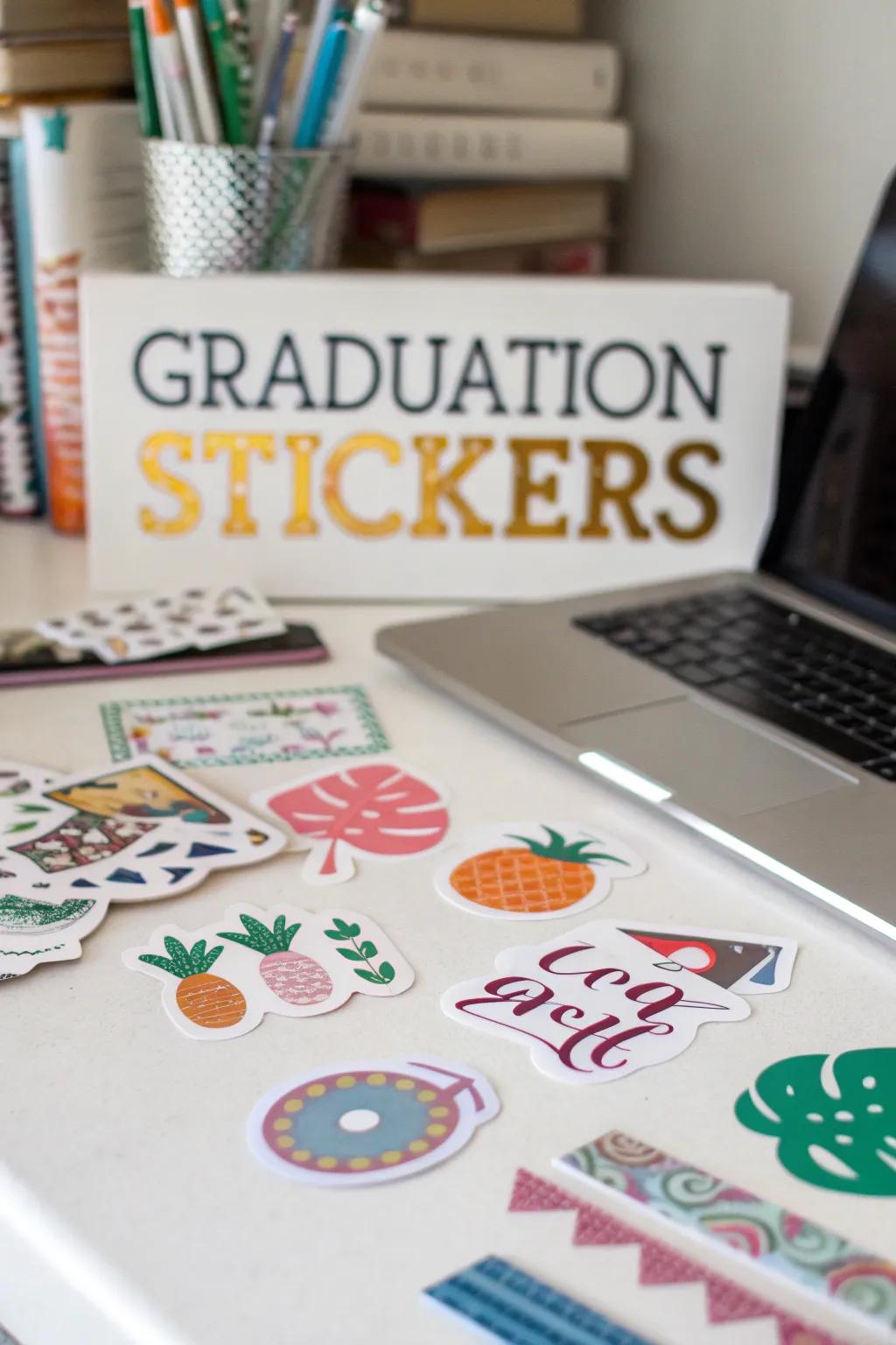 Decorate and celebrate with custom graduation stickers.