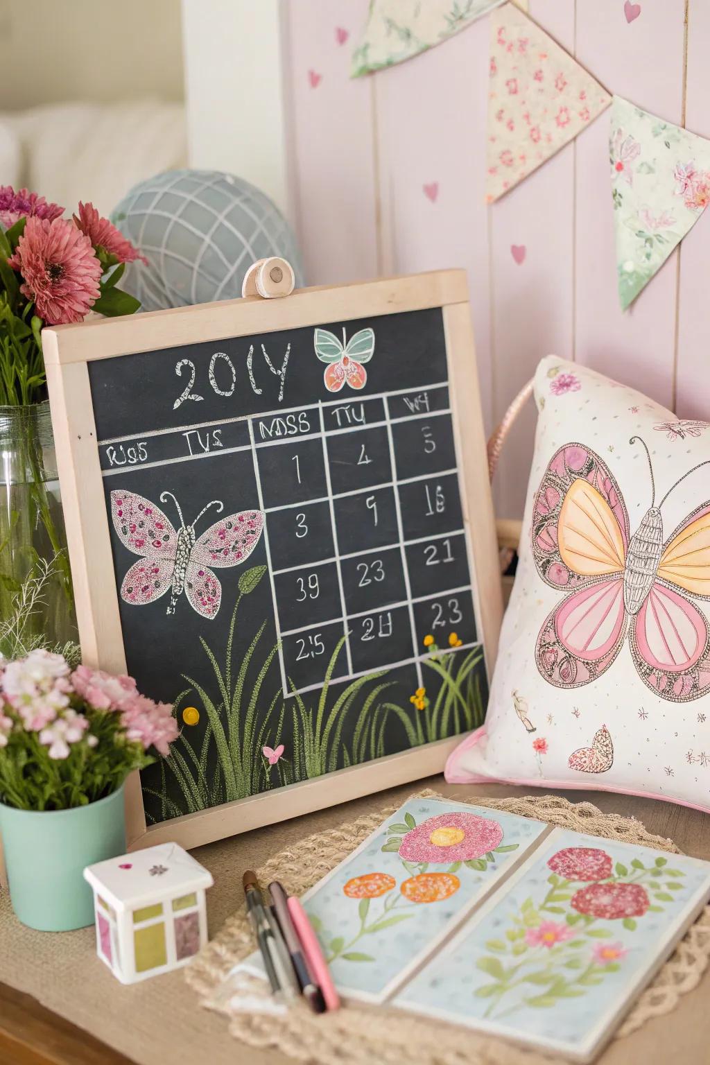 Embrace whimsy with a butterfly garden-themed calendar full of delicate beauty.