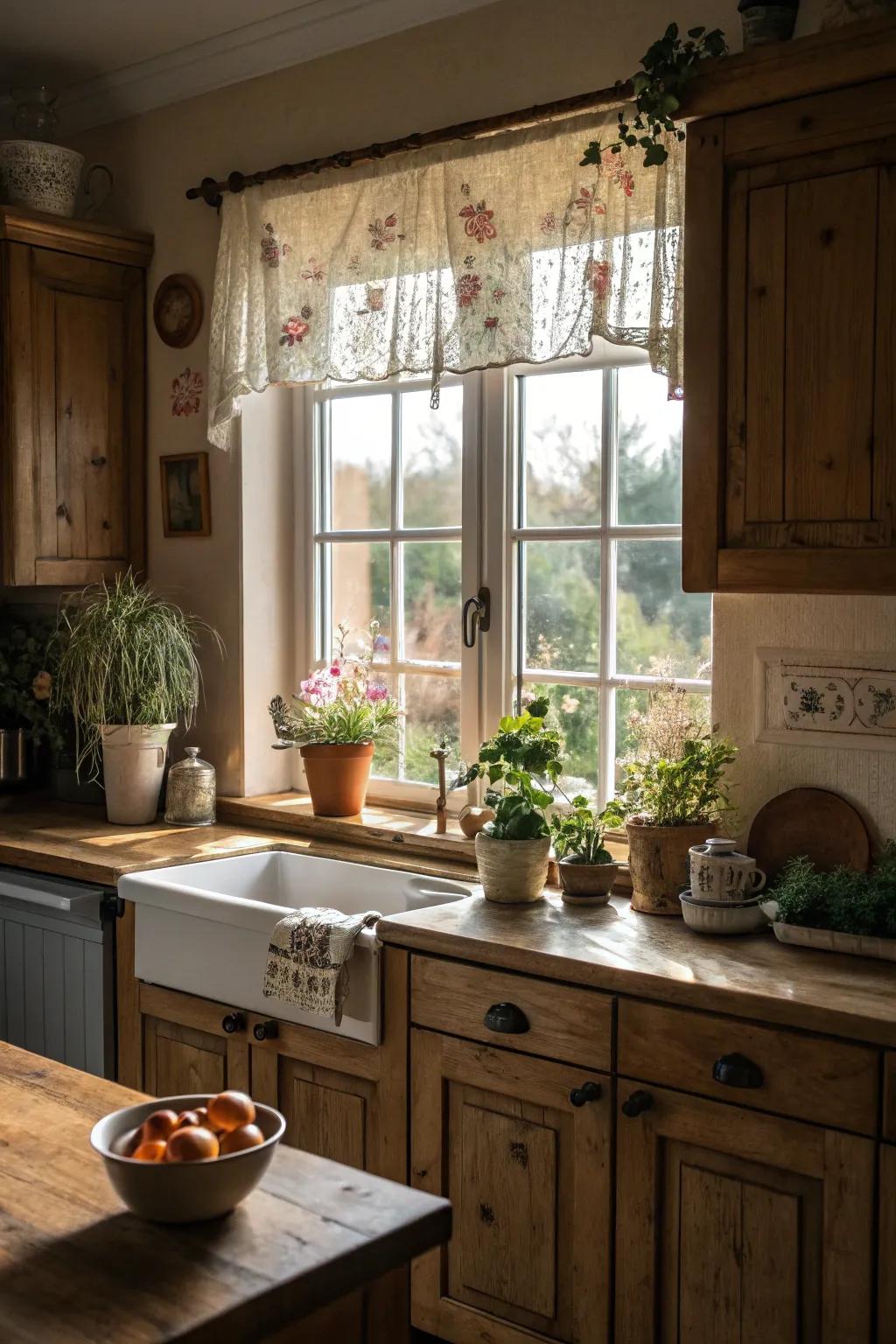 A personalized windowsill adds warmth and character to the kitchen.