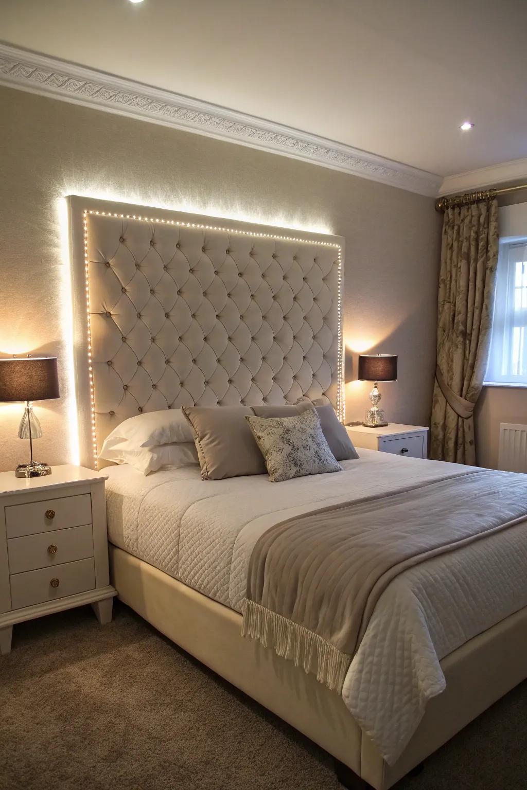 Add a touch of elegance to your bedroom with LED lighting.