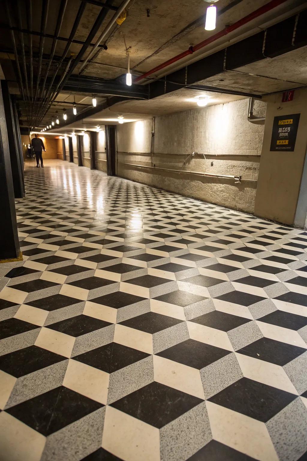 Optical illusions bring a captivating and intriguing element to your basement.