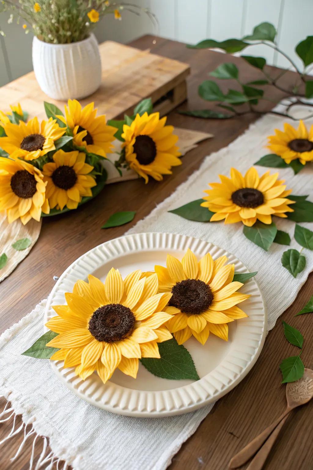 Cheerful paper plate sunflowers bringing sunshine to your home.