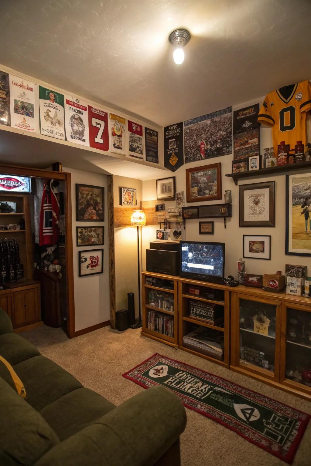 Personal memorabilia makes your man cave feel uniquely yours.