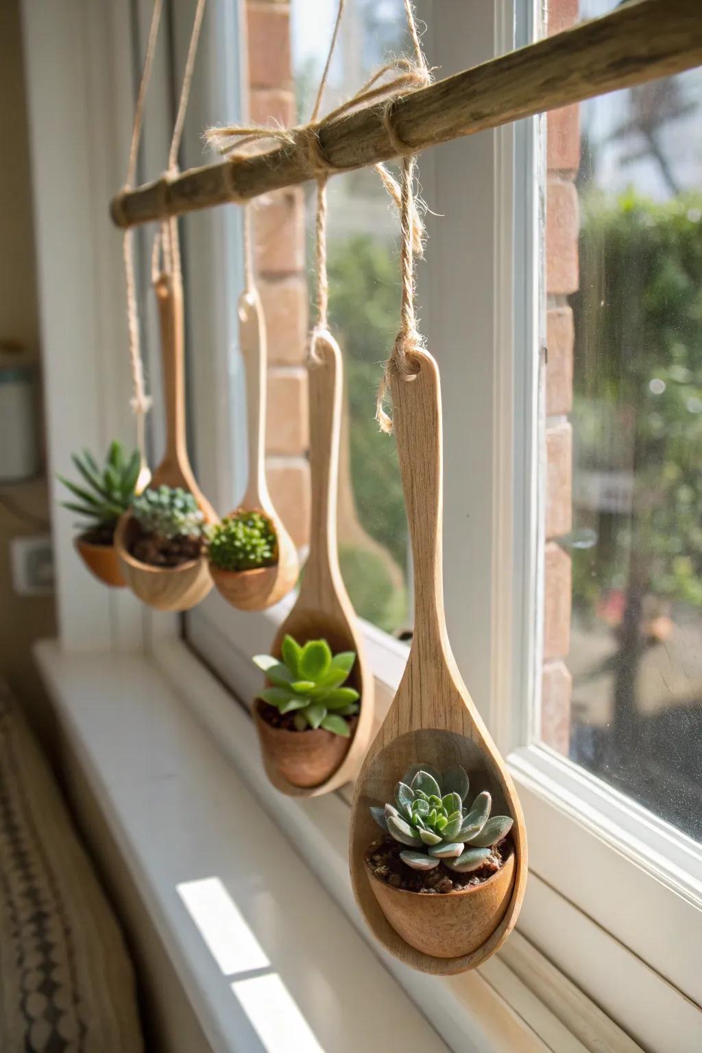 Wooden spoons offer a charming, miniature option for planters.