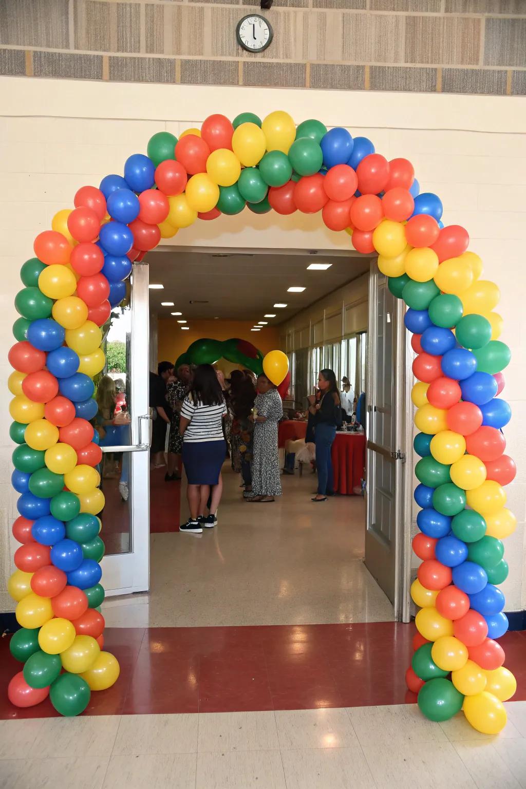 Make a grand entrance with a vibrant DIY balloon arch.