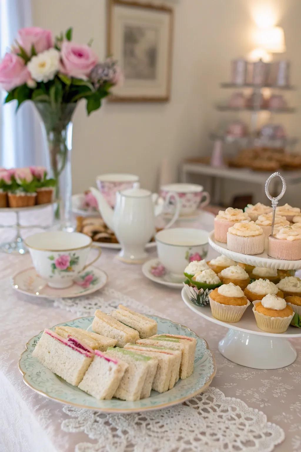 Elegant tea party theme for a baby shower