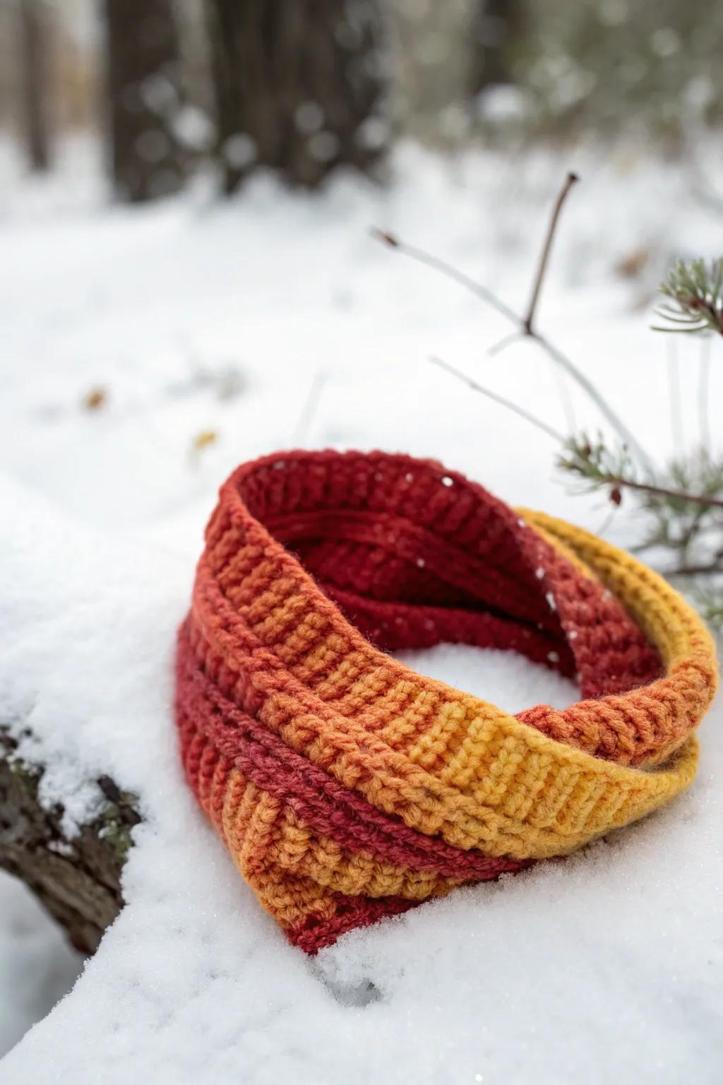 Stay warm and stylish with a knitted headband.