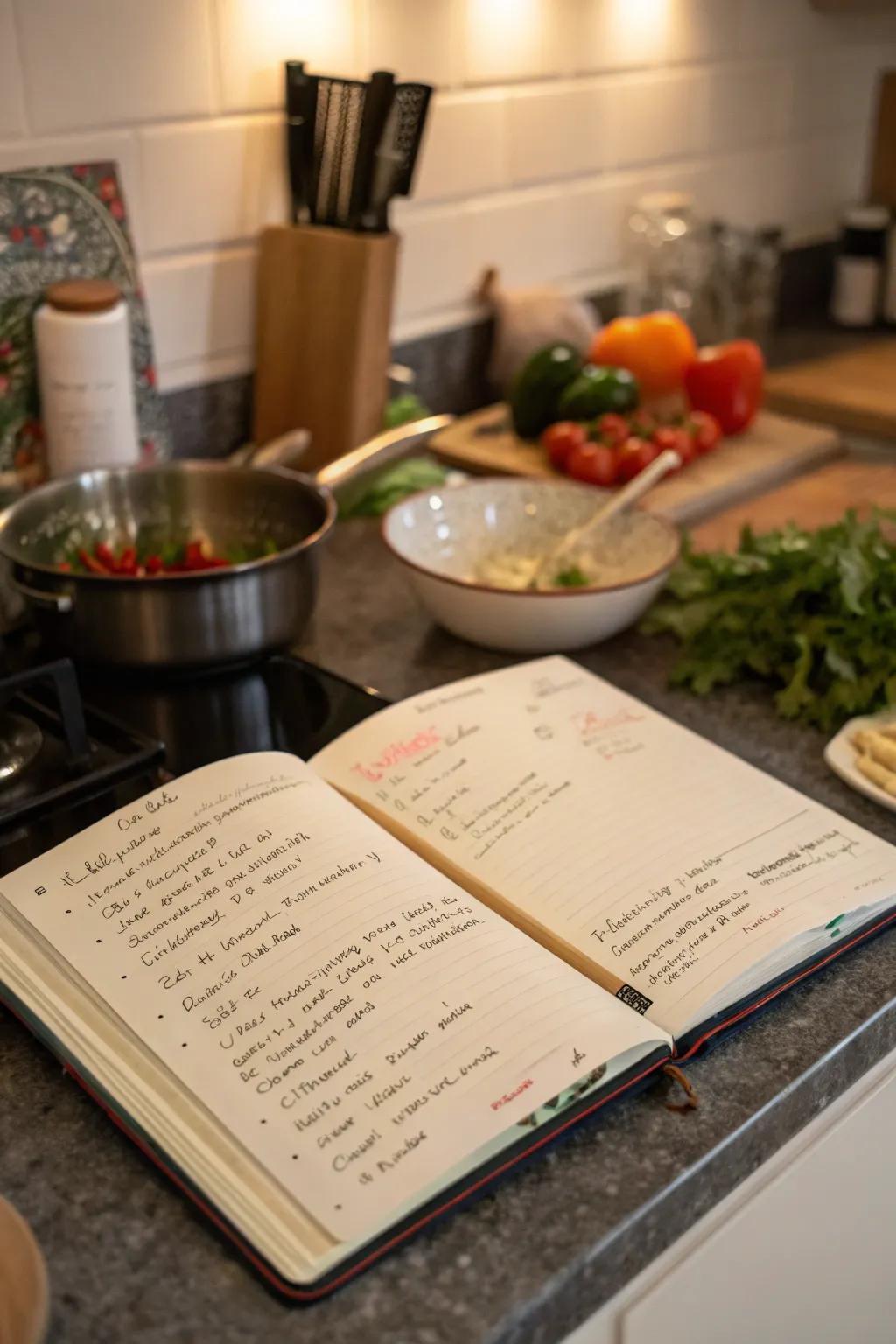 A custom recipe book filled with culinary treasures.