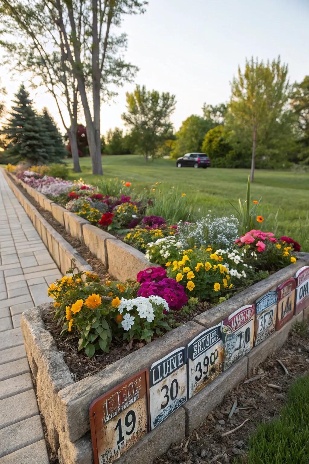 Add a rustic touch to your garden with a license plate border.