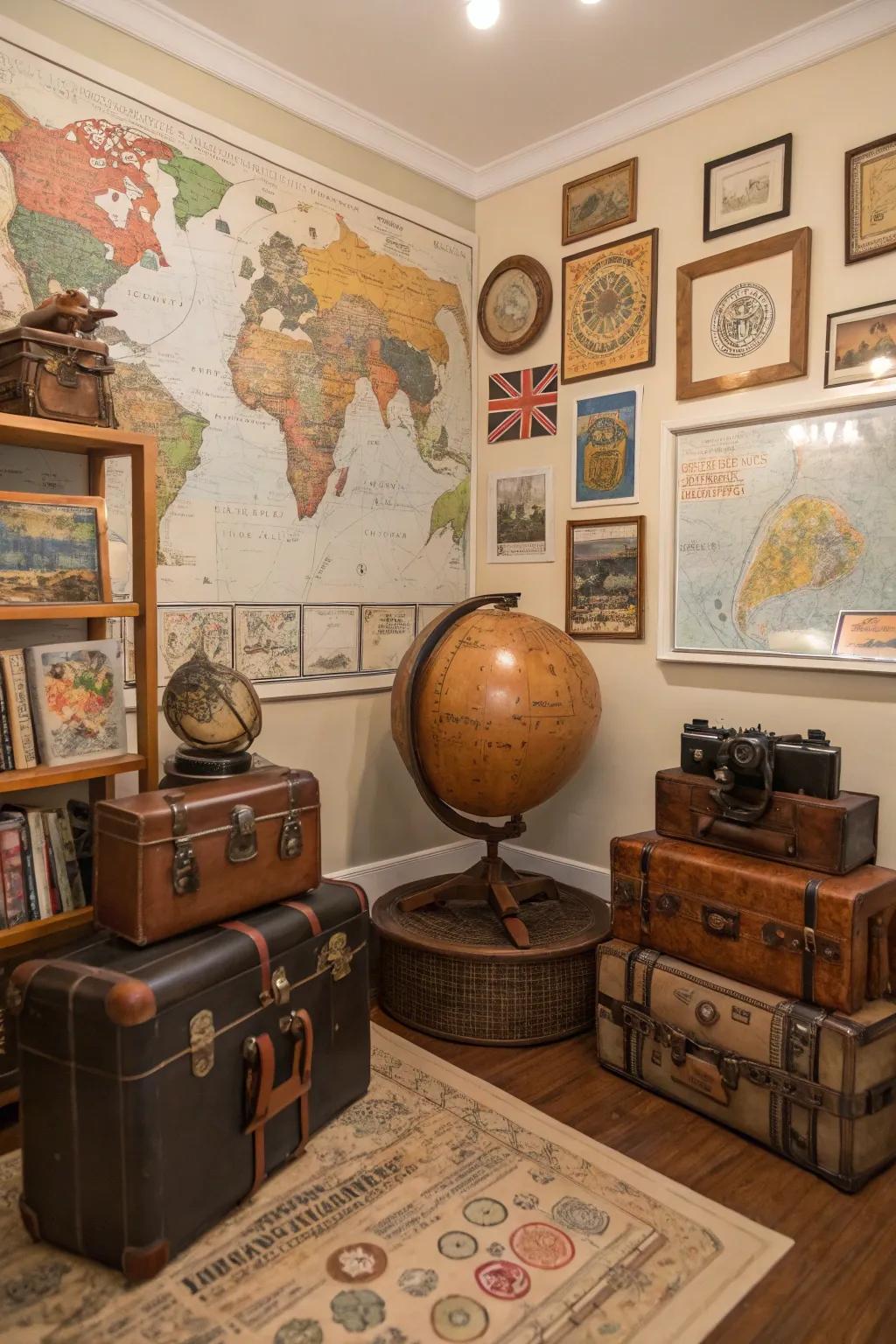 Embark on a journey without leaving your home in a travel-inspired man cave.