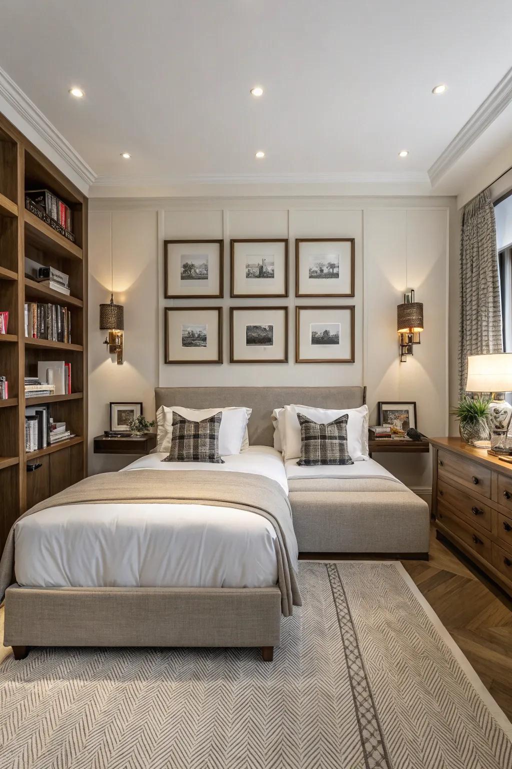 Symmetry brings balance and harmony to this stylish bedroom.