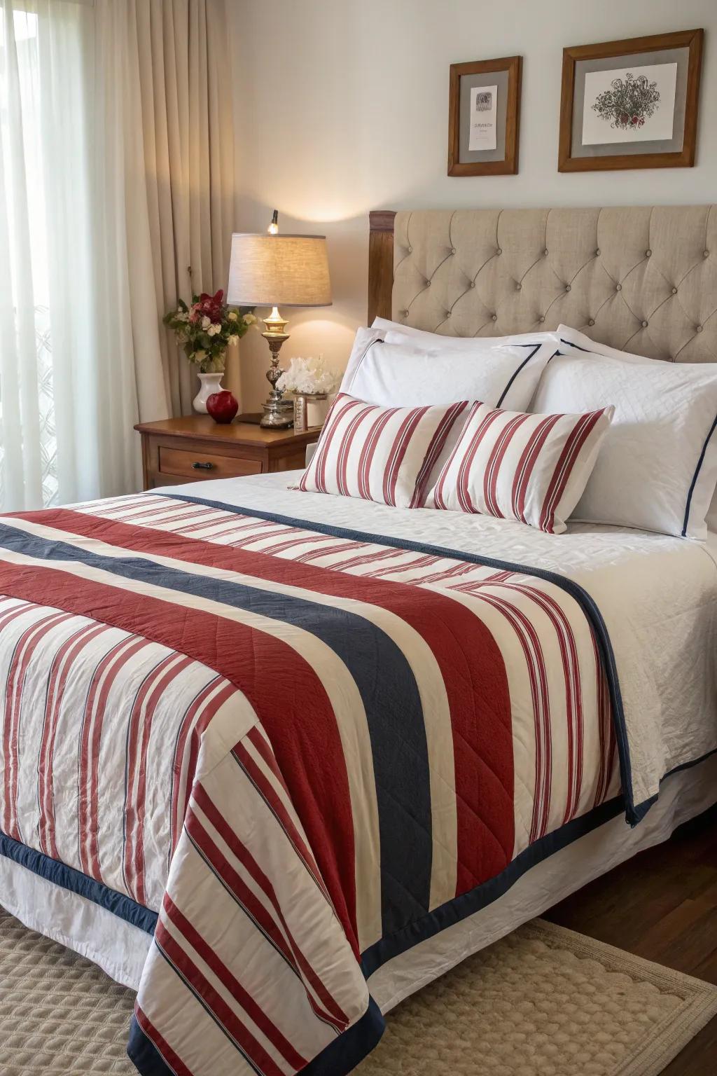 Bold stripes make a striking and stylish statement in bedding.