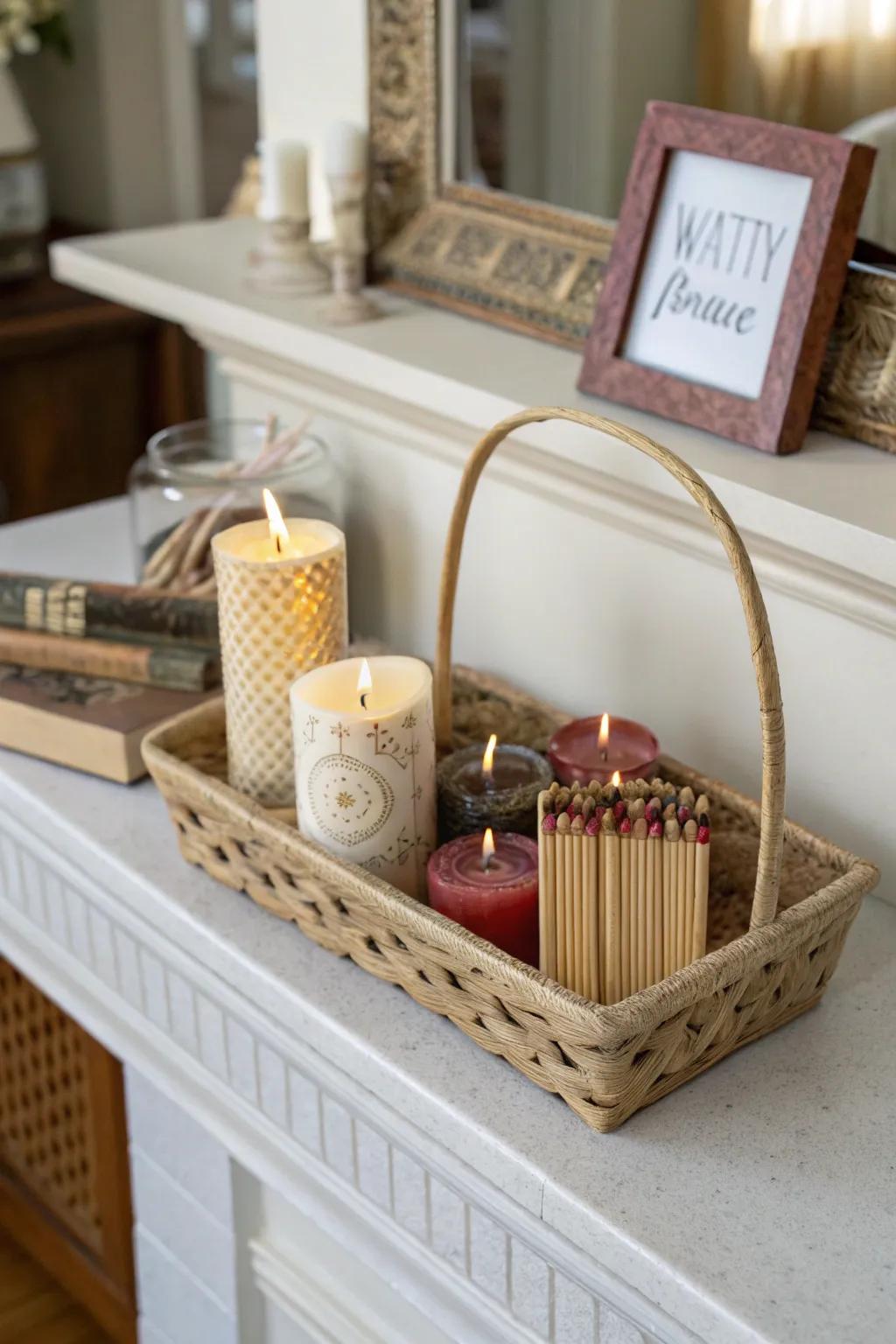 Brighten mom's day with a basket full of beautiful candles.