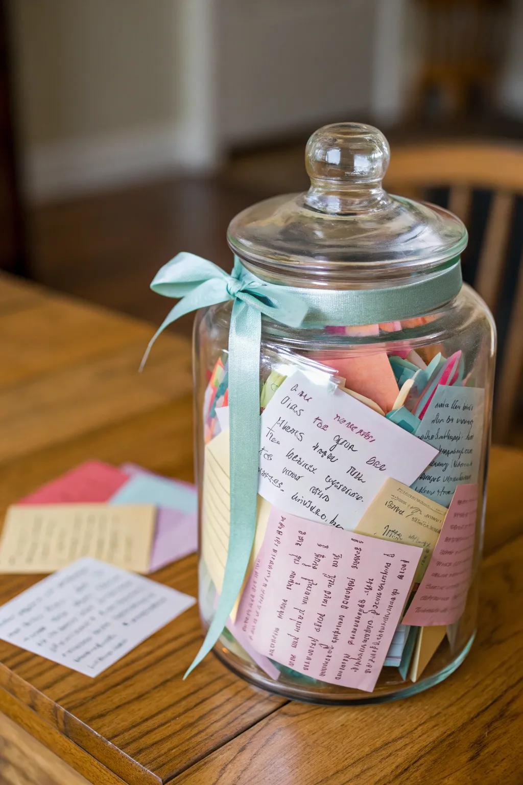 A memory jar filled with cherished moments is a heartfelt and personal gift.