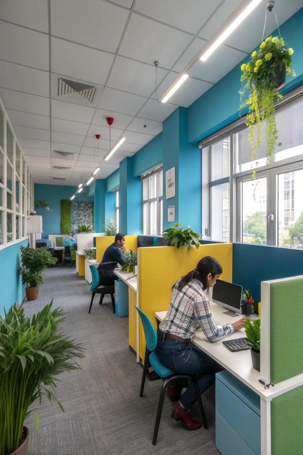 Color psychology in design enhances mood and focus in the office.