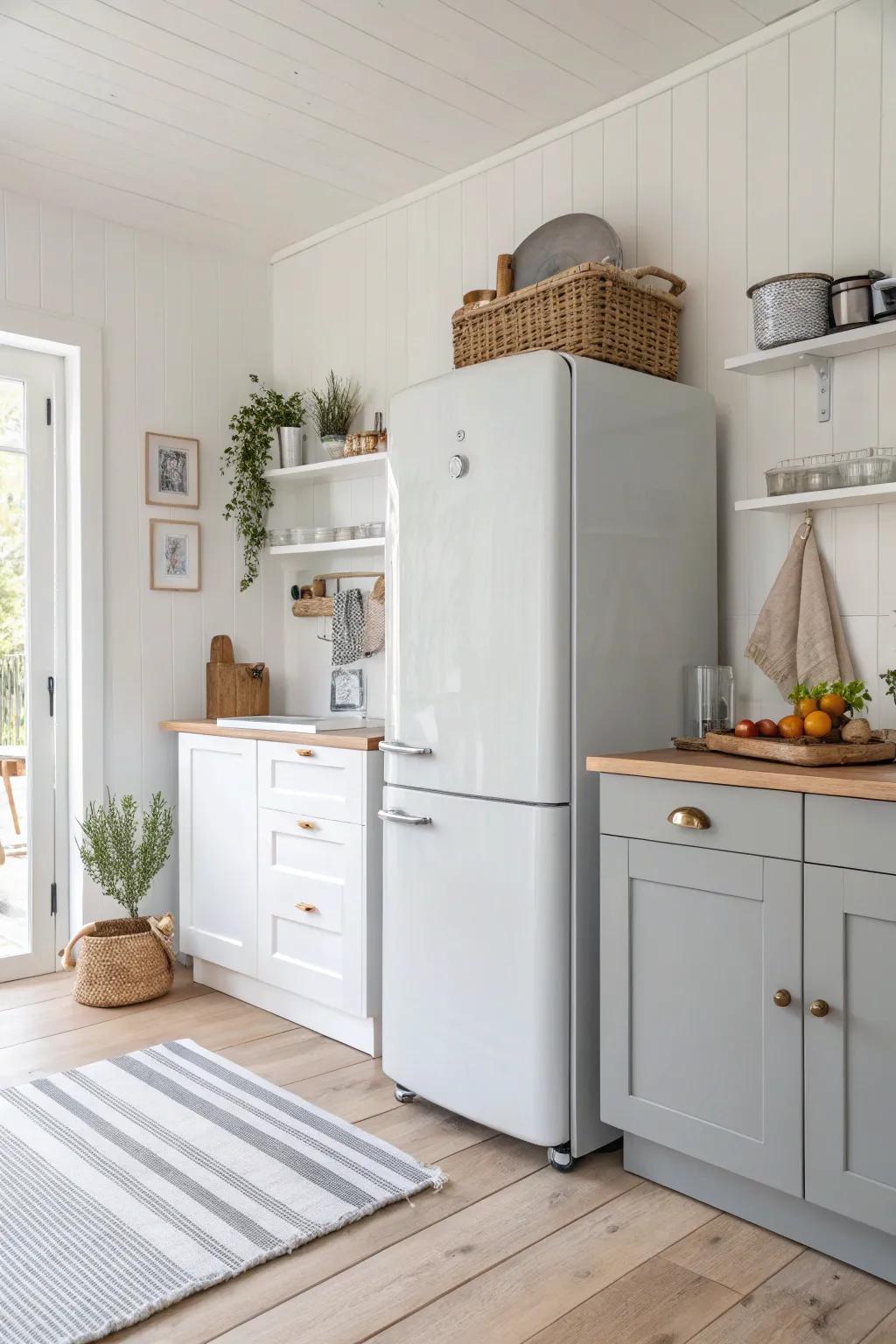 Clean lines and neutral colors add Scandinavian simplicity to your kitchen.