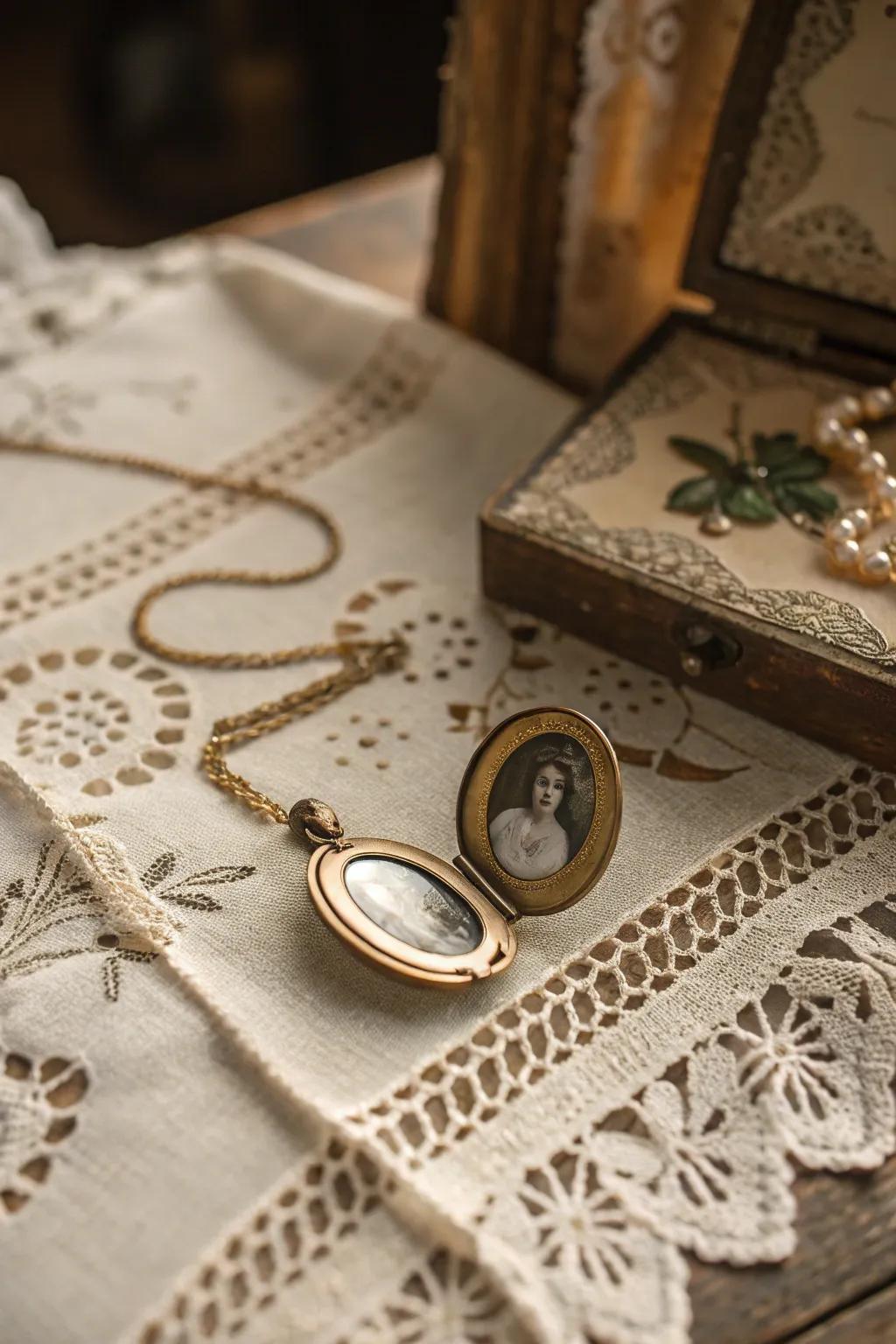 Keep cherished memories close with a vintage locket pendant.