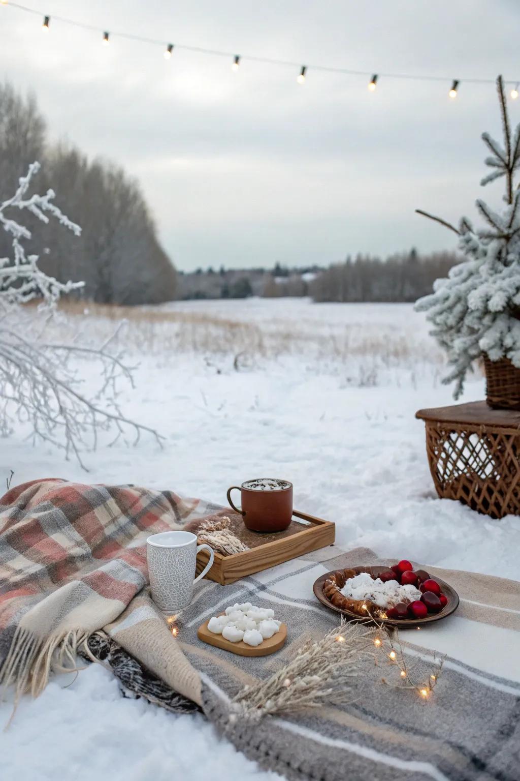 Warm up with a cozy winter wonderland picnic.